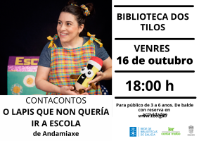 Cartel de O lapis que non quería ir a escola de Andamiaxe na Biblioteca dos Tilos