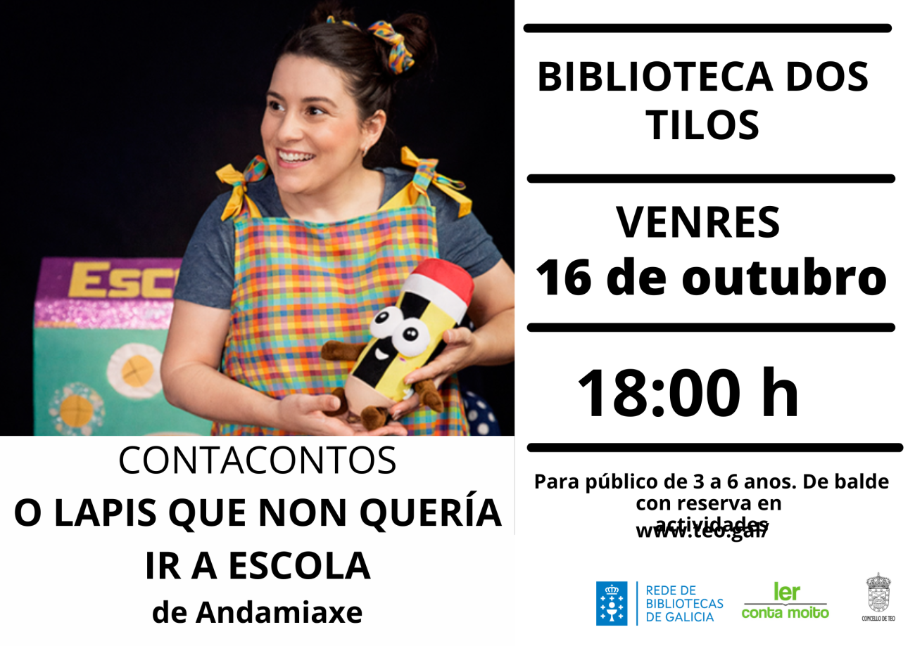 Cartel de O lapis que non quería ir a escola de Andamiaxe na Biblioteca dos Tilos